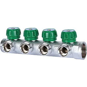 Коллектор регулирующий проходной 4 отвода 1"в/н x ¾"ек Stout SMB-6850-013404 Коллектор регулирующий проходной 4 отвода 1"в/н x ¾"ек Stout SMB-6850-013404, 1