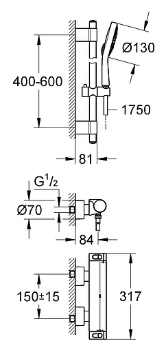 Душевая стойка с термостатом Grohe Grohtherm 2000 New хром 34281001 Душевая стойка с термостатом Grohe Grohtherm 2000 New хром 34281001