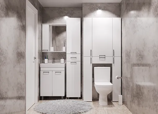 Шкаф-пенал напольный Айсберг Контраст 35 L белый DA2706P