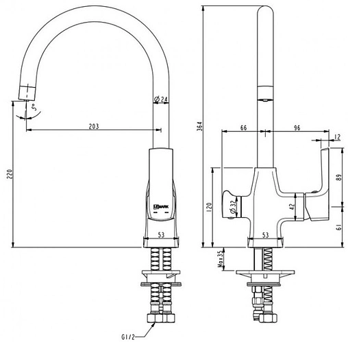Смеситель для кухни с подключением к фильтру Lemark Ursus чёрный матовый LM7261BL