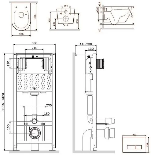 Комплект 6 в 1 Am.Pm Like Aquaspin IS47051.801900 с кнопкой хром глянцевый