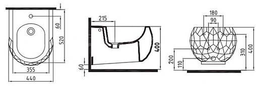 Биде подвесное Bien Pent белый PNBA05201VD1W3000
