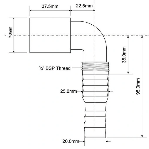 Отвод для бытовой техники в канализацию Mc Alpine MRWMF40-90 Отвод для бытовой техники в канализацию Mc Alpine MRWMF40-90