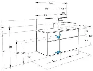 Тумба-умывальник подвесная Aquaton Мишель 100 фьорд/дуб рустикальный 1A2569K2MIDR0, 2