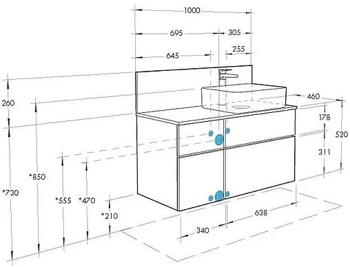 Тумба-умывальник подвесная Aquaton Мишель 100 фьорд/дуб рустикальный 1A2569K2MIDR0