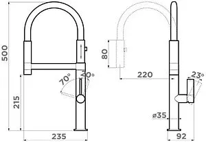 Смеситель для кухни с гибким изливом Omoikiri Osaka C-BL хром/чёрный 4994333, 2