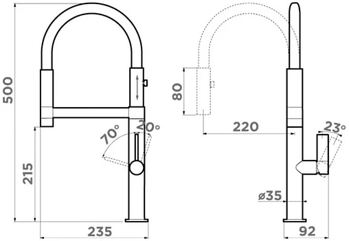 Смеситель для кухни с гибким изливом Omoikiri Osaka BN-BL нержавеющая сталь/чёрный 4994331