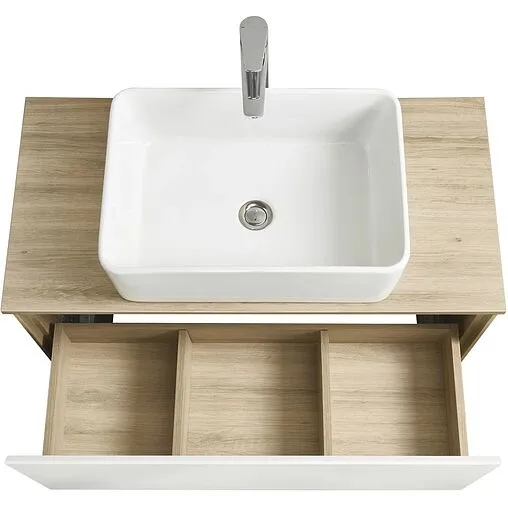Тумба-умывальник подвесная Aquaton Либерти 90 дуб эльвезия/белый глянец 1A2799K1LYC70