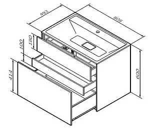 Тумба-умывальник подвесная Am.Pm Inspire 2.0 80 графит M50AFHX0803GM+, 2