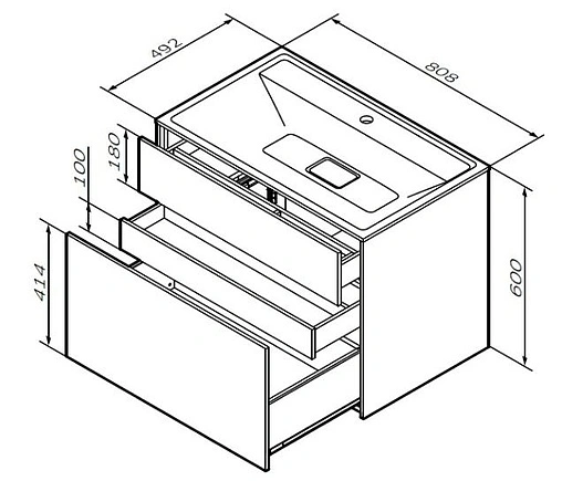 Тумба-умывальник подвесная Am.Pm Inspire 2.0 80 графит M50AFHX0803GM+