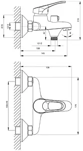 Смеситель для ванны Rossinka хром B35-30 Смеситель для ванны Rossinka хром B35-30, 2
