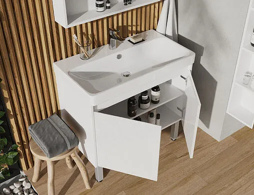 Тумба под умывальник Aquaton Сканди Doors 80 белый матовый/белый глянец 1A282901SD010