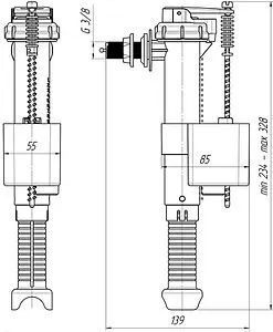 Заливной клапан для бачка ⅜" пластик боковой Ани Пласт WC5030 Заливной клапан для бачка ⅜" пластик боковой Ани Пласт WC5030, 2