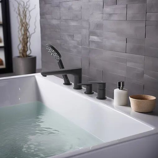 Смеситель на борт ванны на 4 отверстия Aquatek Бетта чёрный матовый AQ1148MB