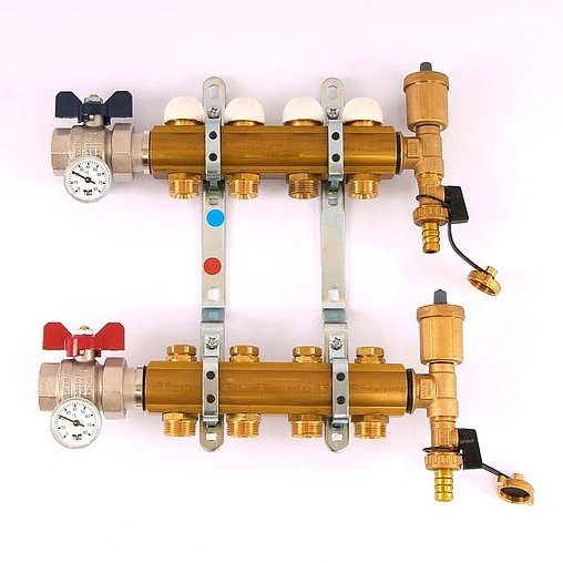Группа коллекторная без расходомеров 4 отвода 1&quot;в/в x ¾&quot;ек Tiemme 3870012