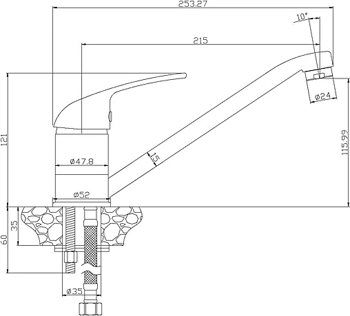 Смеситель для кухни Rossinka бежевый Y40-21-Beige