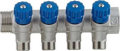 Коллектор регулирующий проходной 4 отвода 1&quot;в/н x ½&quot;к Valtec VTc.560.N.0604