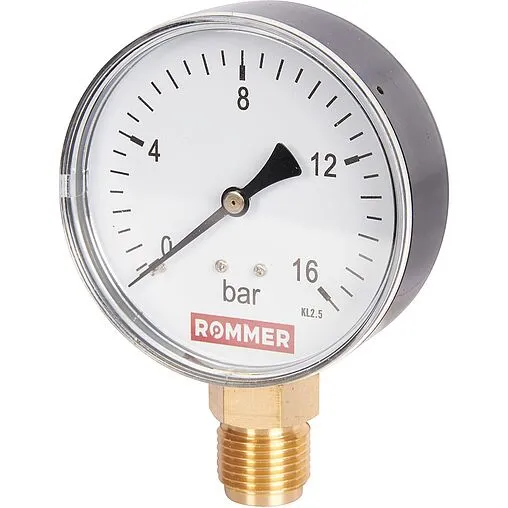Манометр радиальный Rommer 80 мм 16 бар ½&quot; RIM-0010-801615