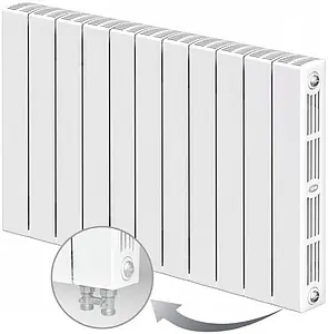 Радиатор биметаллический 11 секций нижнее правое подключение Rifar Supremo Ventil 500 белый RSVR50011, 1