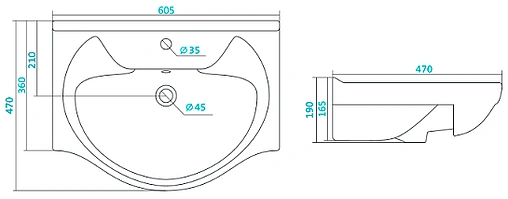 Раковина Santek Байкал 60 белый 1WH109652