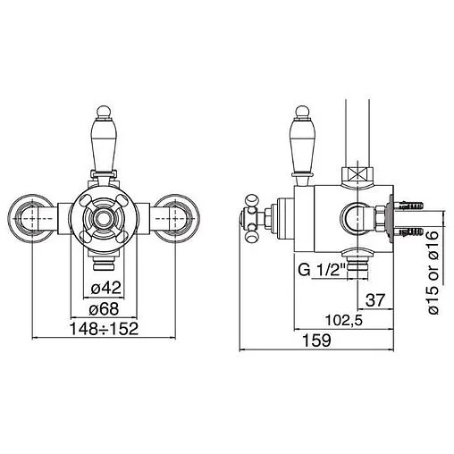 Термостат для душа Cezares Margot бронза/белый MARGOT-D-T-02-Bi Термостат для душа Cezares Margot бронза/белый MARGOT-D-T-02-Bi