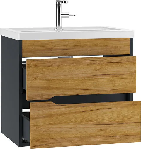 Тумба-умывальник подвесной Домино Karat 60 дуб вотан/антрацит DK3203T+4640021060773