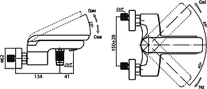 Смеситель для ванны Cezares Cosmo хром COSMO-VD-01 Смеситель для ванны Cezares Cosmo хром COSMO-VD-01, 2