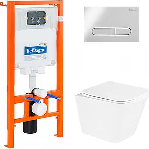 Комплект 5 в 1 BelBagno Due BB3103CHR/SC/BB002-80/BB005-PR-CHROME с кнопкой хром глянцевый, 1