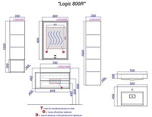 Тумба под умывальник подвесная Clarberg Logic T8/R белый LOG0108R Тумба под умывальник подвесная Clarberg Logic T8/R белый LOG0108R, 2