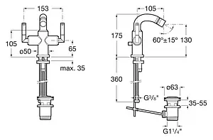 Смеситель для биде Roca Loft Elite хром/серый 5A6051C00, 2