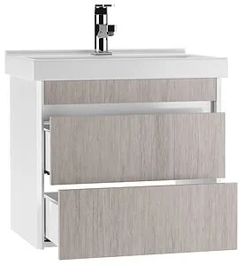 Тумба под умывальник подвесной Домино Uno 60 дуб серый/белый DU1505T, 4