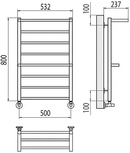 Полотенцесушитель водяной лесенка Terminus Анкона П8 500х800 полированная сталь 4670078529978 Полотенцесушитель водяной лесенка Terminus Анкона П8 500х800 полированная сталь 4670078529978, 2