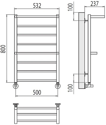 Полотенцесушитель водяной лесенка Terminus Анкона П8 500х800 полированная сталь 4670078529978
