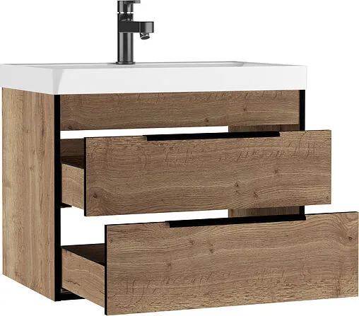 Тумба-умывальник подвесная Домино Alfa 70 дуб галифакс табак DA6104T+4670142930037