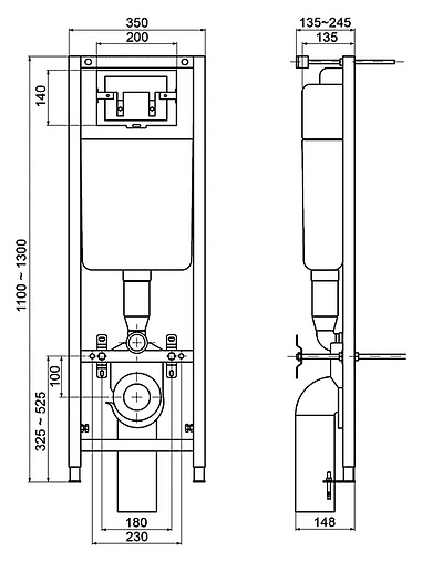 Инсталляция для подвесного унитаза Set 3 в 1 Vidima W3714AA с кнопкой хром глянцевый