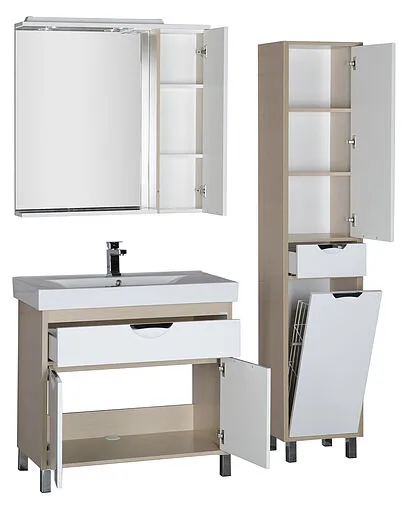 Шкаф-зеркало Aquanet Гретта 90 R белый/светлый дуб 00173987