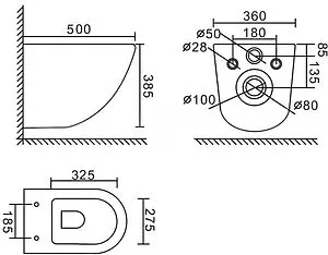 Комплект 5 в 1 BelBagno Amanda BB051CHR/BB051SC/BB002-80/BB014-SR-BIANCO с кнопкой белый глянцевый, 3