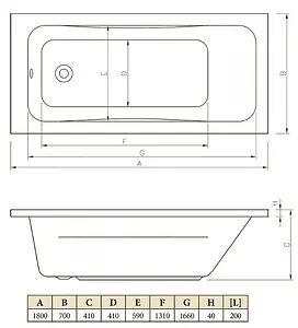 Ванна акриловая C-bath Muse 180x70 CBQ011002 Ванна акриловая C-bath Muse 180x70 CBQ011002, 2