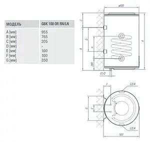 Бойлер комбинированного нагрева Gorenje GBK100ORLNB6 (100 л, 27.07 кВт) 546798 Бойлер комбинированного нагрева Gorenje GBK100ORLNB6 (100 л, 27.07 кВт) 546798, 2