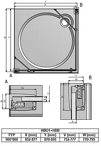 Душевое ограждение 900x800мм прозрачное стекло Roltechnik Hitech Line HBO1+HBB/900*800 284-9000000-06-02+286-8000000-06-02 Душевое ограждение 900x800мм прозрачное стекло Roltechnik Hitech Line HBO1+HBB/900*800 284-9000000-06-02+286-8000000-06-02, 3