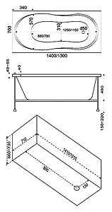 Ванна акриловая Bas Тесса 140x70 В00036 Ванна акриловая Bas Тесса 140x70 В00036, 3
