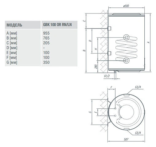 Бойлер комбинированного нагрева Gorenje GBK100ORLNB6 (100 л, 27.07 кВт) 546798