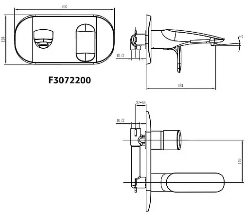 Смеситель для раковины из стены Am.Pm Sensation хром F3072200