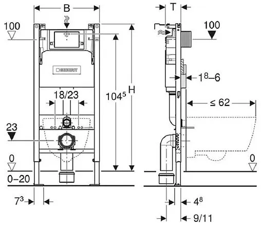 Инсталляция для подвесного унитаза Geberit Alpha 12 458.233.00.1