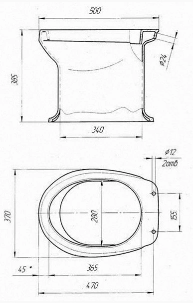 Унитаз дачный Оскольская керамика Дачный белый 46901100002