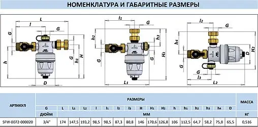 Фильтр-дешламатор ¾&quot;н x ¾&quot;в x ¾&quot;н Stout SFW-0072-000020