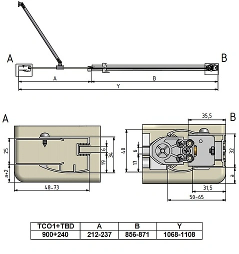 Дверь в нишу 1100мм прозрачное стекло Roltechnik Tower Line TCO1+TBD/900*240 727-9000000-00-02+744-0180000-00-02
