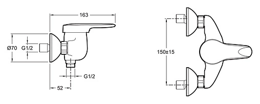 Смеситель для душа Jacob Delafon Kandel хром E666RU-CP Смеситель для душа Jacob Delafon Kandel хром E666RU-CP