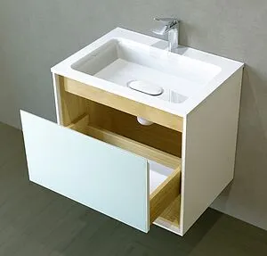 Тумба-умывальник подвесная Jorno Glass 65 белый/дуб сонома Gla.01.62/P/W+Mol.08.65/W Тумба-умывальник подвесная Jorno Glass 65 белый/дуб сонома Gla.01.62/P/W+Mol.08.65/W, 4