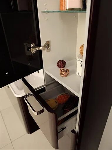 Шкаф-пенал подвесной с бельевой корзиной Aquaton Валенсия 35 R гранат 1A123803VA34R